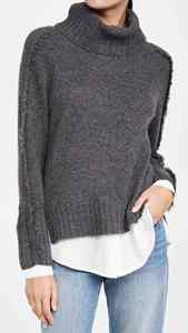 Femmes grande taille col à capuche laine/acrylique respirant épais hiver pull pull manches longues broderie décoration Logo - Product Image 2