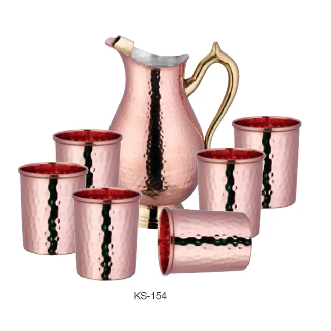 Set di 4 brocche in vetro/Set di brocche in vetro e rame/Set di brocche d'acqua in vetro Designer COPPER Luxury Water brocca pentole e bollitori 24