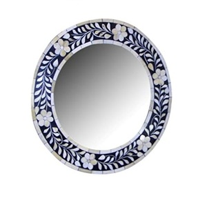 Top Quality Bone Inlay <b>Floral</b> Design Handmade Decorative Home Decor Rounded Shape Wall Decoration Mirror Frame - Product Image 1
