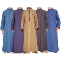 綿100% 生地インドのラマダンジュバ男性イスラム教徒の服のために白いサウジアラビアのローブJubbaDishdashaKurtaを購入する