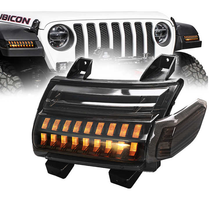 Jeep Wrangler LEDシーケンシャルウィンカーセット　スモーク ジープラングラーJkYjハロースモークサイドマーカー左リア