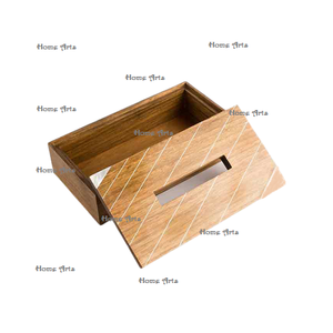 Servilletero de madera de calidad superior Caja de papel tisú con forma de rectángulo de diseño clásico para accesorios de mesa - Product Image 4