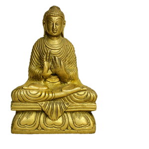 Bouddha indien en laiton doré Bronze 5.9x4.7 pouces fait à la main décoration de la maison bouddha Bronze - Product Image 1