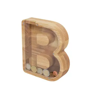 Lettering B Mango Wooden Money Bank