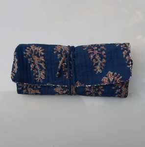 กระเป๋าใส่เครื่องประดับผ้าพิมพ์ลายบล็อกด้วยมือมีหลายช่องซิปผูกเชือกกระเป๋าใส่เหรียญเครื่องประดับผู้หญิง - Product Image 2