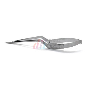 Yasrgil-Micro tijera de acero inoxidable, instrumento de Neurocirugía vertebral, instrumento lógico curvado, afilado, 9 ", Plata de alta calidad - Product Image 2