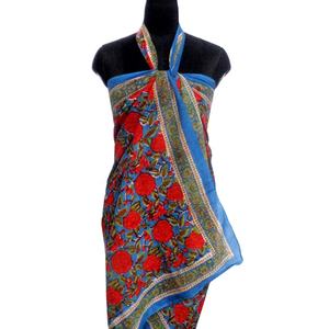 Latest Design One-Piece Floral Hand Block Printed Cotton <b>Sarong</b> for Indian <b>Women</b> Maternity Beach Wrap Sportswear on Sale - Product Image 1