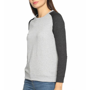 Top Quality <b>Women</b> Grey Melange & <b>Black</b> Colourblocked Sweatshirt Sweatshirt <b>Women's</b> Vintage Sweatshirt Oversize Customize Shirts - Product Image 2