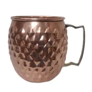 Taza chapada en cobre con diamantes, hecha a mano, uso doméstico y restaurante, tazas de cobre en varios acabados y diseños de metal