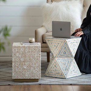 Best Selling Mother of Pearl <b>Stools</b> Living Room Australia Mother of Pearl Side Tables Handmade in Viet Nam - Product Image 4