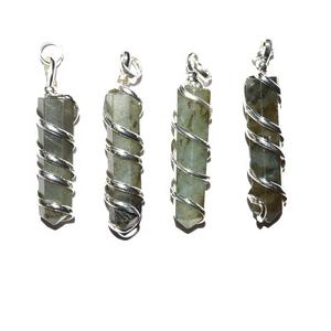 ฮวงจุ้ยทรงดินสอลาบราดอไรต์แกะสลักจี้หินอาเกตลวดเงินพลอยสำหรับตกแต่งบ้านแกะสลักสไตล์รัก - Product Image 1