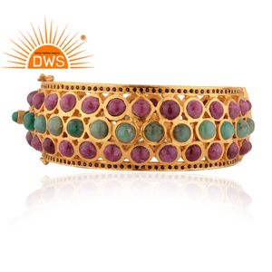 Lunette en plaqué or, pierre précieuse rouge multi-aventurine naturelle, bracelet fantaisie, argent 925, fabrication de bijoux de mariage, pour femmes - Product Image 2