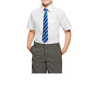 新设计棉质儿童男孩校服/白领短袖男孩酷校服