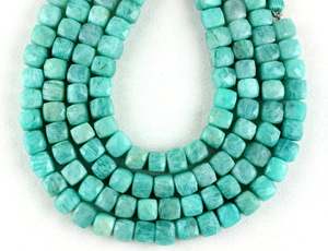 8 \ "Long 1 Brin Facettes Cube Forme Naturel Amazonite Perles Vert Pierre Précieuse pour Bracelet Fait Main Collier Bijoux - Product Image 5