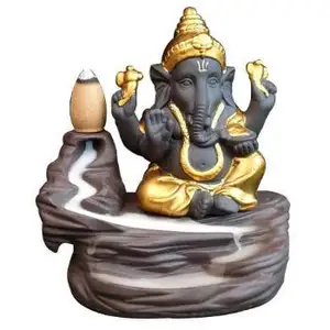 High Quality colorful ganesha statue Backflow incense cone burner smoke spreading beautiful design incense holder Delhi supplier