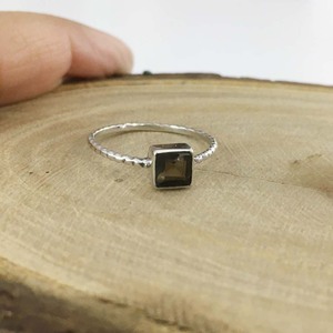 Anillos de plata 925, venta al por mayor, anillos cuadrados de compromiso de plata 925 para mujer, joyería de piedras preciosas ahumadas, anillos de plata de ley 925 a granel - Product Image 2