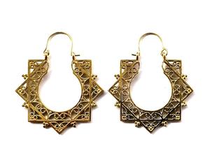 Pendientes de plata de ley 2021 con forma hexagonal, pendientes de aro de latón, estilo Tribal - Product Image 2