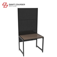 Table à outils de garage multifonctionnelle moderne en acier robuste, en métal et en bois, avec panneau perforé, personnalisable OEM/ODM/OBM, armoire d'atelier
