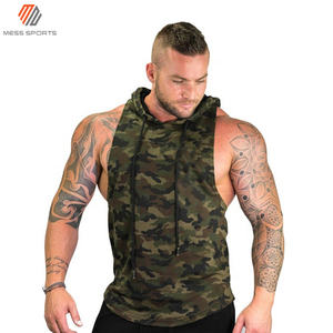 Débardeur à capuche pour homme en coton/polyester avec logo personnalisé imprimé, pour la salle de sport, l'entraînement et les exercices, respirant, séchage rapide, écologique, pas cher - Product Image 4