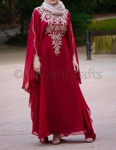 Tamaño libre Farasha estilo vestido para las mujeres Georgette ropa islámica de cristal árabe musulmán Jalabiya - Product Image 2