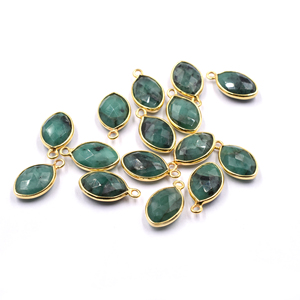 Forme de marquise émeraude lunette en argent sterling 925 pendentif plaqué or fabrication de bijoux faits à la main - Product Image 5