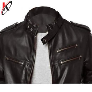 แจ็คเก็ตบอมเบอร์แฟชั่นสำหรับผู้ชาย สีดำ หนัง PU ใหม่ พร้อมกระบวนการเคลือบผิว กันลม กันน้ำ สำหรับวันอากาศหนาว - Product Image 4