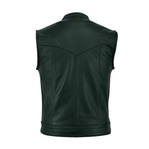 Real <b>Biker</b> Leather <b>Waistcoat</b> Motorcycle Motorbike Leather Vest - Product Image 3