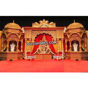 Decoración de Escenario con Temática Mughal para Bodas en el Gran Templo de Sri Lanka, Arreglo de Escenario Real Rajwada para Bodas, Evento en Missouri, Mississippi - Product Image 1