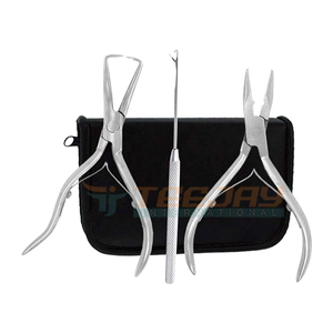 TEEJAY-Kit de alicates de extensión de cabello con acabado plateado #15066, conjunto de cables de gancho y aguja de bucle con Kit de Rexene negro, superventas - Product Image 1