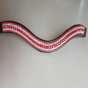 Banda de cuero para cejas de caballo, impresionante totalmente personalizada, mega ostentoso, cadena de cristal, en forma curva, todos los tamaños disponibles - Product Image 2