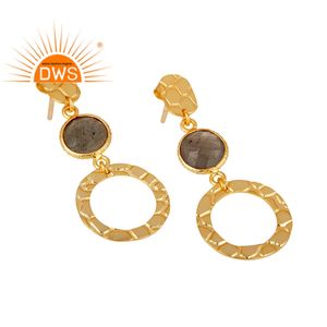 Party Wear Labradorite <b>Dangle</b> Drop <b>Earring</b> With Gold Shiny Finish Supplier 925 <b>Silver</b> Handmade <b>Earring</b> Wholesaler - Product Image 2