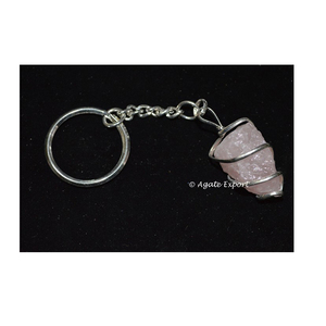Rose Quartz Wire Wrap Keychain - Product Image 1