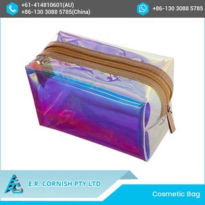 Giá bán buôn TPU cao cấp Holographic mỹ phẩm Laser dây kéo túi hình chữ nhật thân thiện với môi thời trang phong cách với logo mô hình - Product Image 6