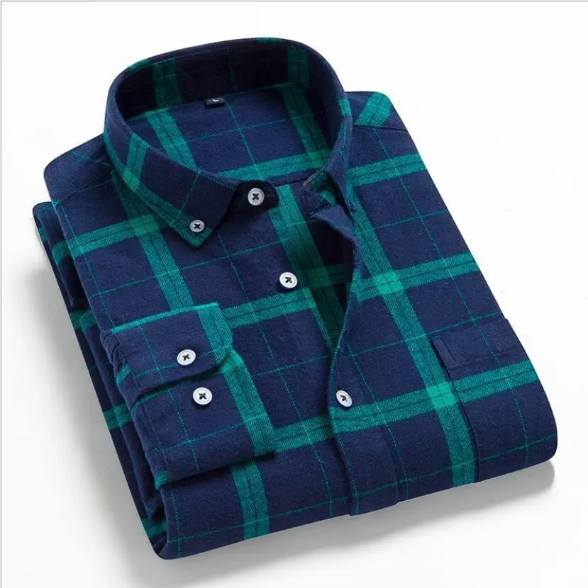New Bomber Fibber Flannel Plaid Shirts For Men's Long Sleeve Dress Shirt Male Casual Soft Comfort Slim Fit Clothing