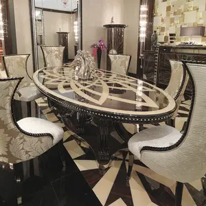 Ensembles de salle à manger de luxe, belle Table et chaise en bois sculptée à la main, Table à manger d'hôtel