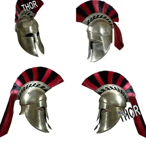 Antique Medieval Greek Corinthian Helmet Knight Greek Armor Helmet With Plume