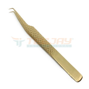 แหนบต่อขนตา TEEJAY Plasma Gold ปลายโค้ง 90 องศา ขนาด 7 มม. ทำจากสแตนเลสสตีล ป้องกันแม่เหล็ก ปลายเรียบ แยกขนตาได้ดี แหนบเพชร - Product Image 1