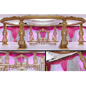 Conjunto de Mandap de Madera Tallada a Mano para Bodas Grandes, Mandap de Madera Artesanal para Bodas Indias, Conjunto de Pagoda de Madera Hecha a Mano de Estilo Tradicional, EE. UU. - Product Image 1