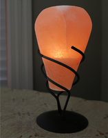 Support de bougie en sel rose de l'Himalaya sculpté à la main, style floral, 10x7x7 pouces, toucher réel, logo personnalisé
