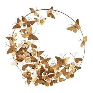 Handmade Elegant Classic Unique Modern Flying Butterfly Designer Antique Gold Finished Decorative Wall Mirror Frame