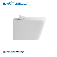 Salle de bains chinoise de grande qualité Nouveau design WC sans rebord Cuvette de toilette suspendue au mur avec réservoir d'eau dissimulé