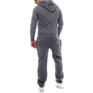 Haute qualité hommes survêtement pas cher prix décontracté blanc à manches longues pull vêtements de sport mince Fitness couleur unie coton homme survêtements - Product Image 4