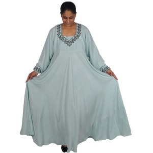 Elegante tela de bambú ecológica para mujer Abaya bordado geométrico hermoso diseño estilo largo puños de cuello tradicional musulmán - Product Image 1