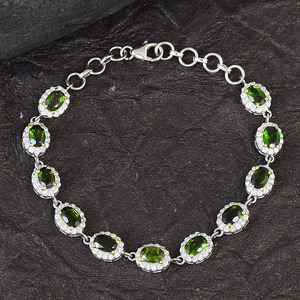 กำไลข้อมือแท้ทำจากโครเมี่ยมธรรมชาติ925เงินแท้กำไลน้ำหนักเบากำไลลูกบาศก์เซอร์โคเนียอัญมณีเครื่องประดับสำหรับผู้หญิง - Product Image 2