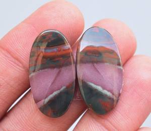 Natural Blood Stone Gemstone Pair Mix Shape Matched Blood Stone Cabochon Pair Loose Gemstone Matched Pair For Jewelry - Product Image 1