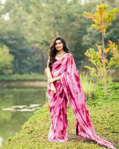 เสื้อเบลาส์ผ้า Georgette Saree ดีไซน์เนอร์อินเดียปักเลื่อมสำหรับงานแต่งงานสไตล์ปากีสถานรับประกันส่งออกคุณภาพ - Product Image 4