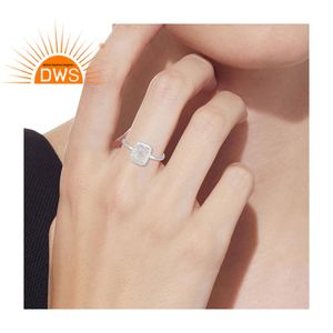 Anillo de Plata de Ley 925 con mango ajustable, joyería de piedra lunar de arcoíris, fabricante de joyería - Product Image 5