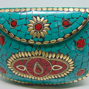 Firoja Mosaic Work Women Evening Metal Clutch <b>Envelope</b> Bags Sling Shoulder Fashion Indian Vintage From Delhi - Product Image 2