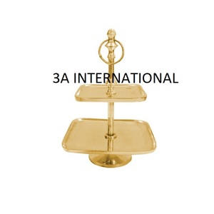 แท่นวางเค้กทำมือสำหรับงานเลี้ยงวันเกิดขนาด2ชั้นวางเค้กปาร์ตี้สุดหรูที่วางเค้กชุบทอง2ชั้น - Product Image 1