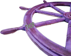 Rueda de barco de madera artesanal, decoración colgante de pared para el hogar, 36 pulgadas, acabado púrpura, náutica - Product Image 2